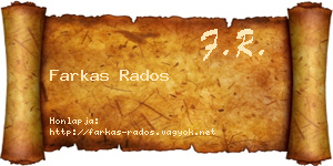 Farkas Rados névjegykártya